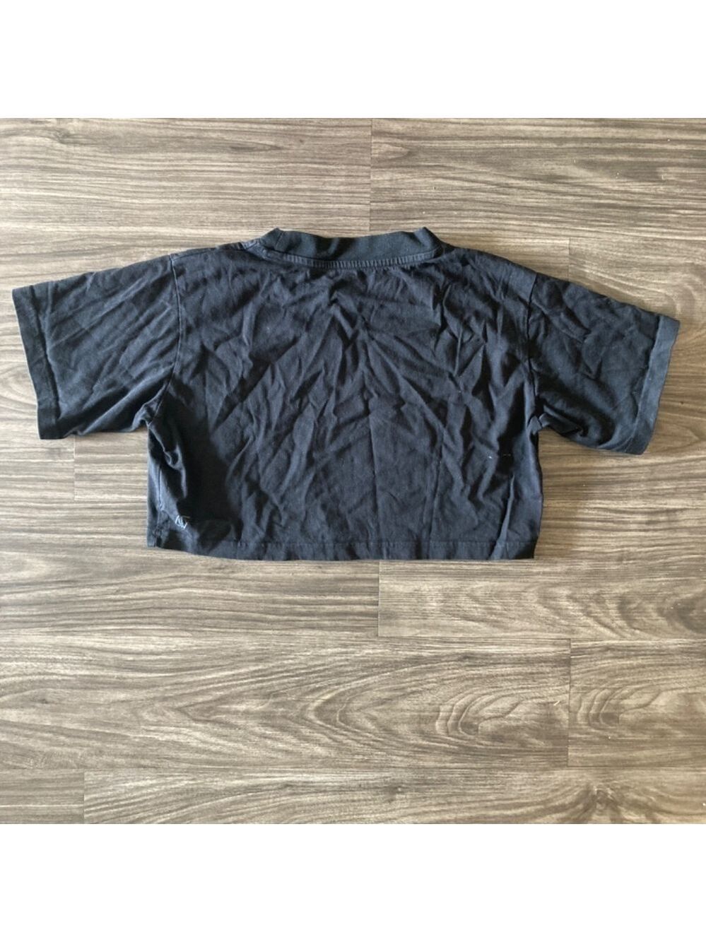 Bassigue Womens Black Cropped Cotton Tee with Rainbow Lettering Small - Picture 4 of 4